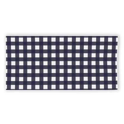 Navy And White Check Pattern Print Beach Towel