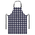 Navy And White Check Pattern Print Bib Apron With Pocket