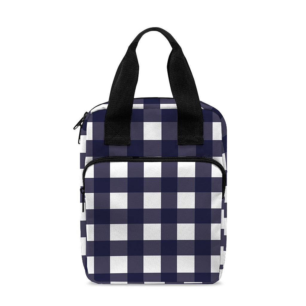 Navy And White Check Pattern Print Bible Tote Bag