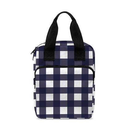 Navy And White Check Pattern Print Bible Tote Bag