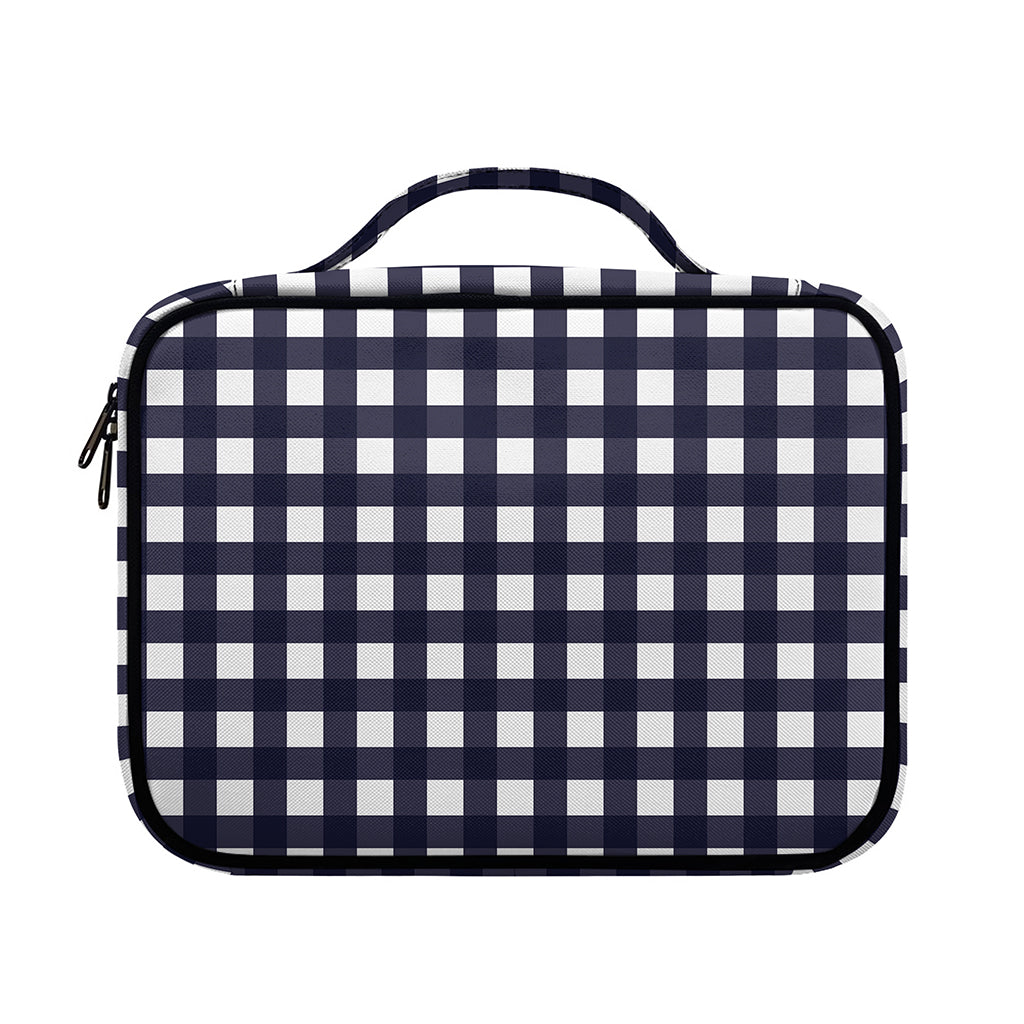 Navy And White Check Pattern Print Briefcase Bible Bag