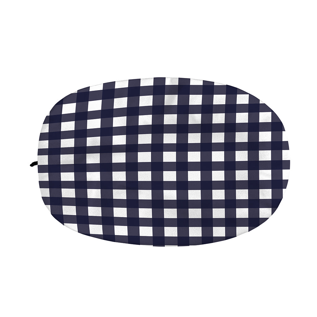Navy And White Check Pattern Print Car Side Mirror Covers