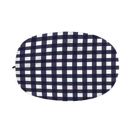 Navy And White Check Pattern Print Car Side Mirror Covers