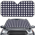Navy And White Check Pattern Print Car Windshield Sun Shade