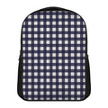Navy And White Check Pattern Print Casual Backpack