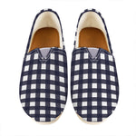 Navy And White Check Pattern Print Casual Shoes