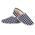 Navy And White Check Pattern Print Casual Shoes
