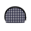 Navy And White Check Pattern Print Coin Purse