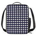 Navy And White Check Pattern Print Crossbody Lunch Bag