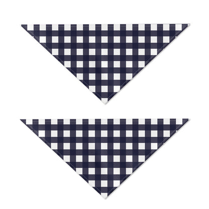 Navy And White Check Pattern Print Dog Bandana