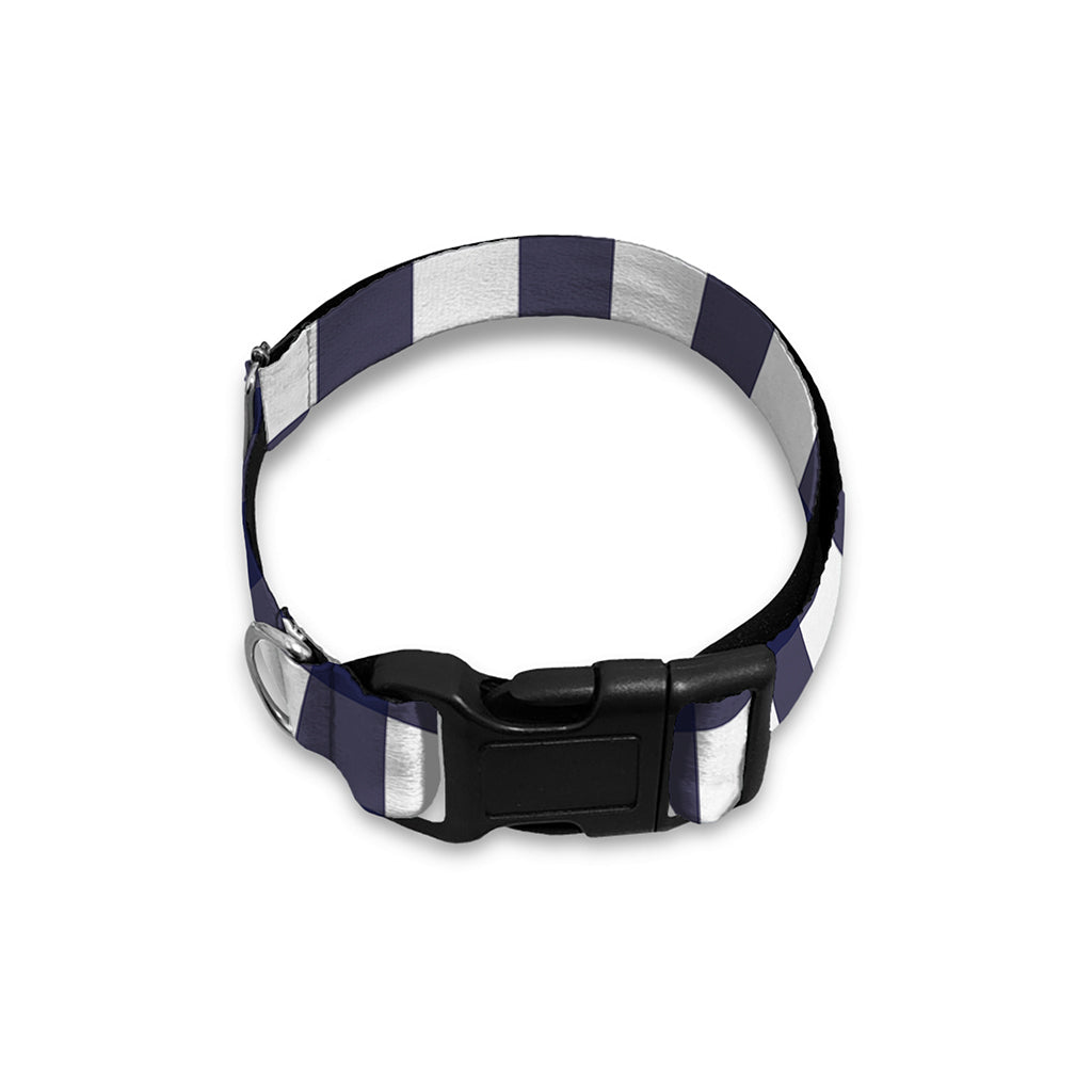 Navy And White Check Pattern Print Dog Collar
