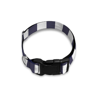 Navy And White Check Pattern Print Dog Collar