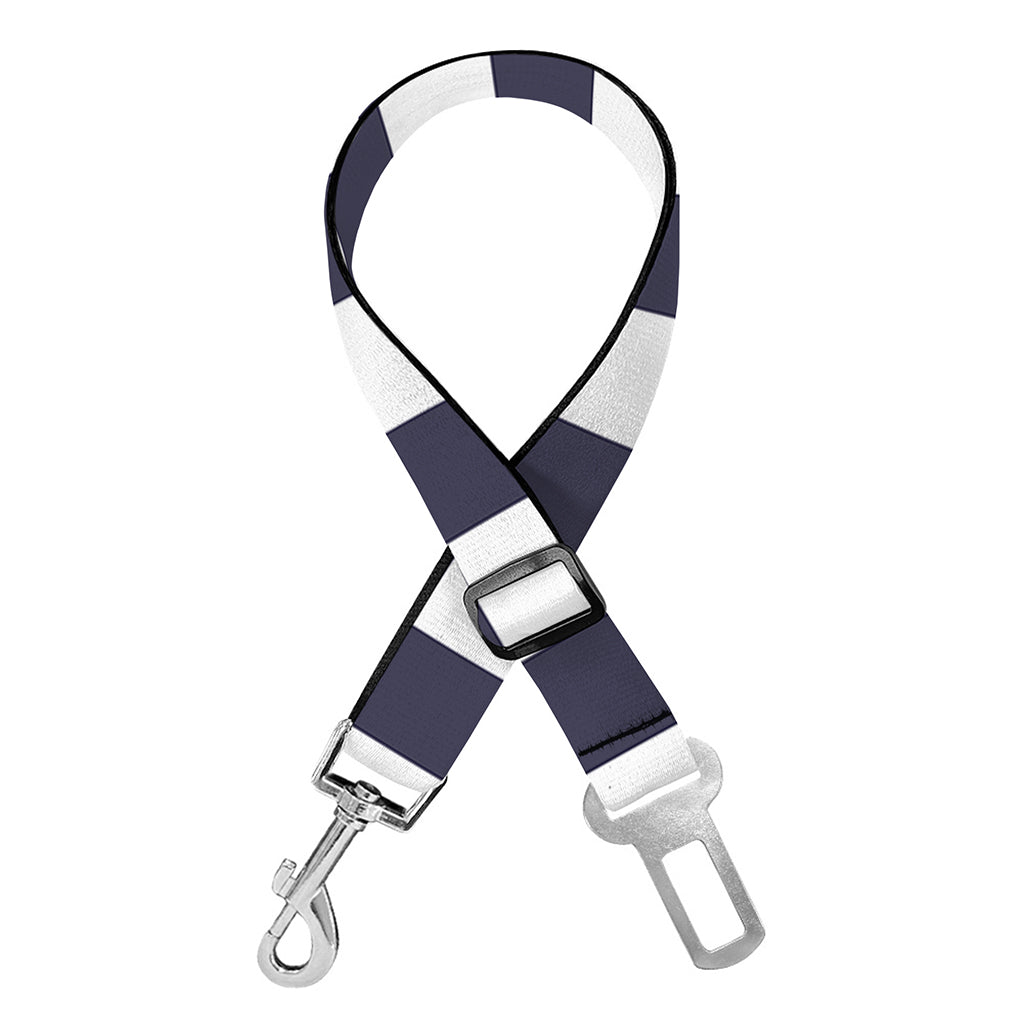 Navy And White Check Pattern Print Dog Seat Belt