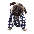 Navy And White Check Pattern Print Dog Zip Up Hoodie
