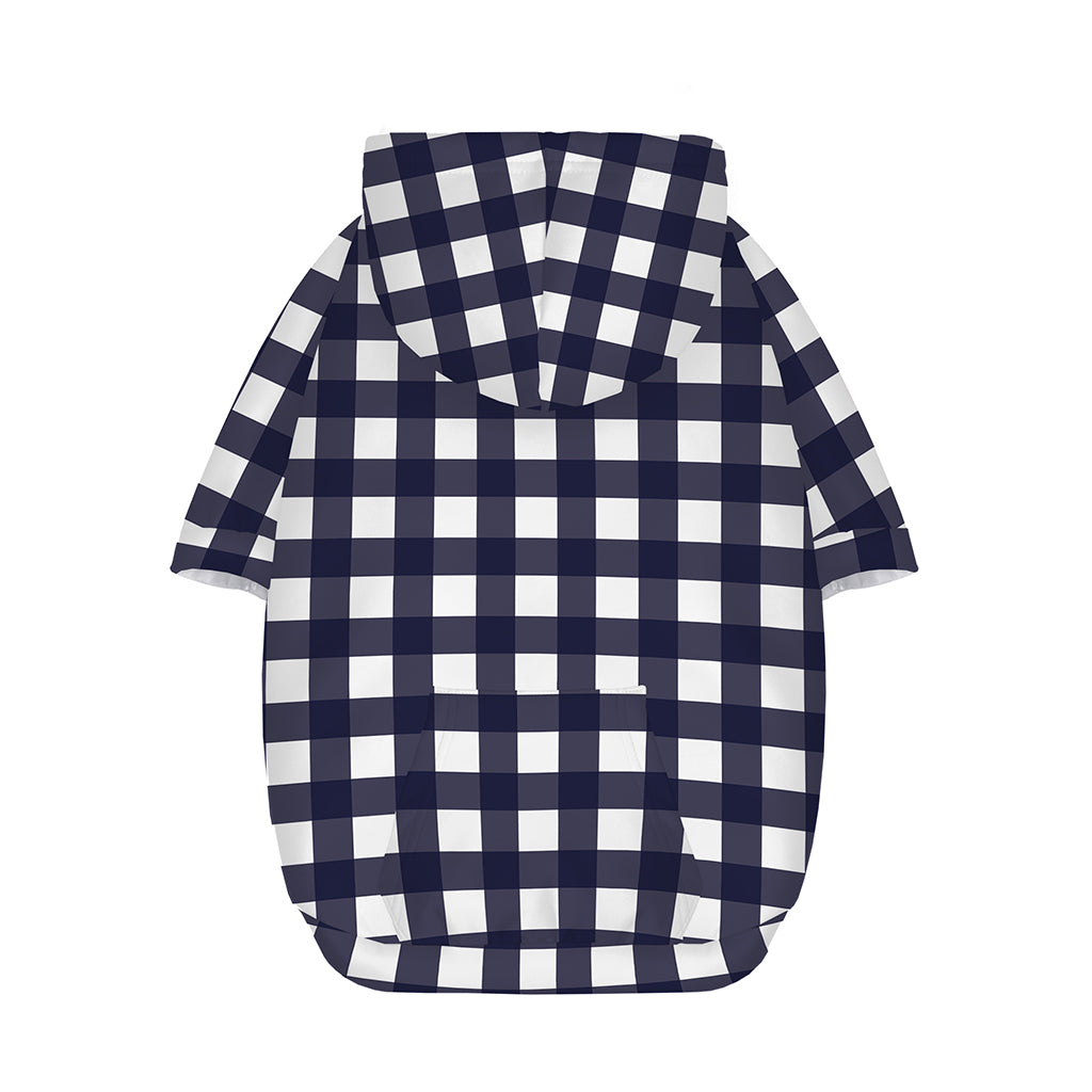 Navy And White Check Pattern Print Dog Zip Up Hoodie