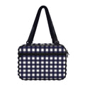 Navy And White Check Pattern Print Double Strap Bible Bag
