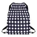 Navy And White Check Pattern Print Drawstring Backpack