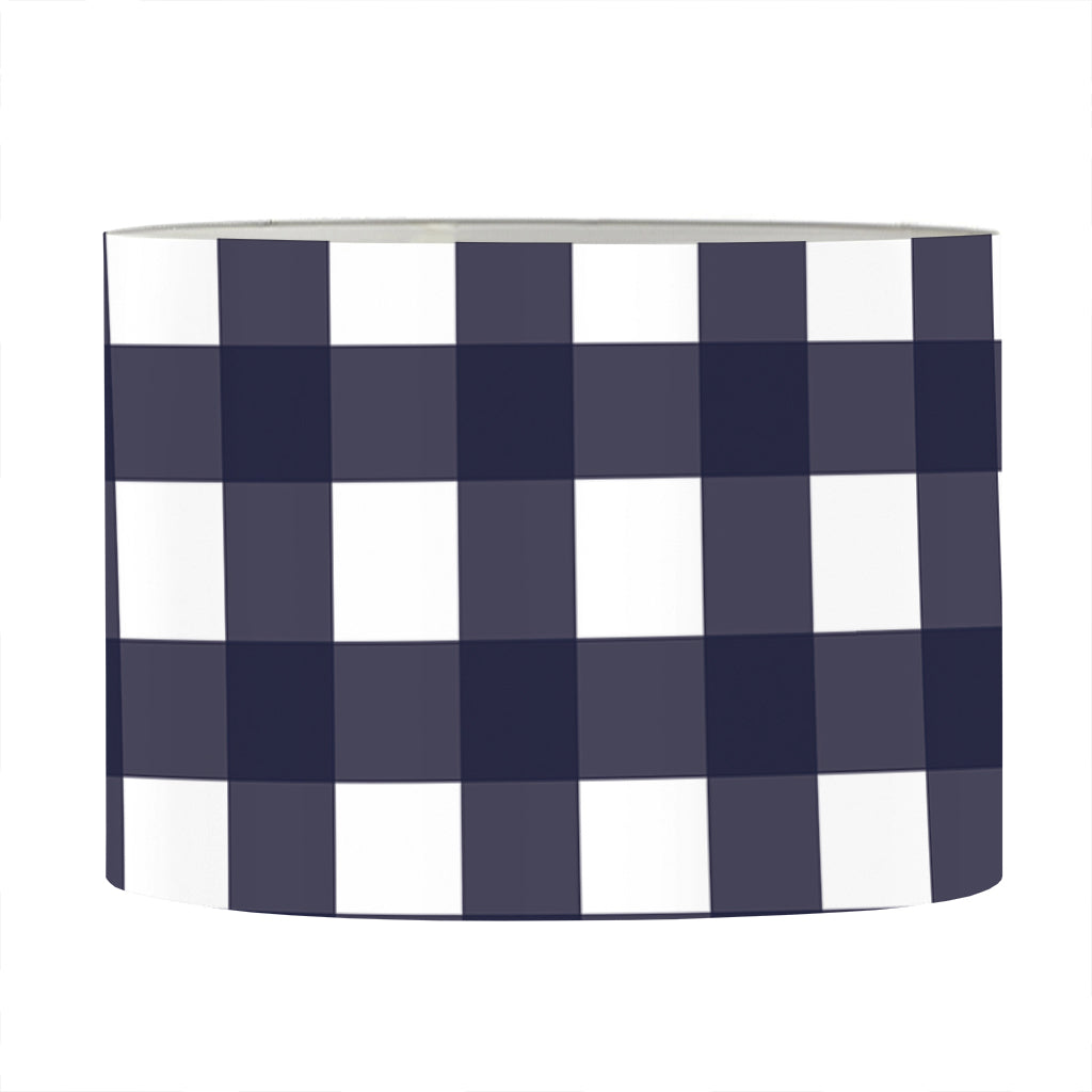 Navy And White Check Pattern Print Drum Lamp Shade