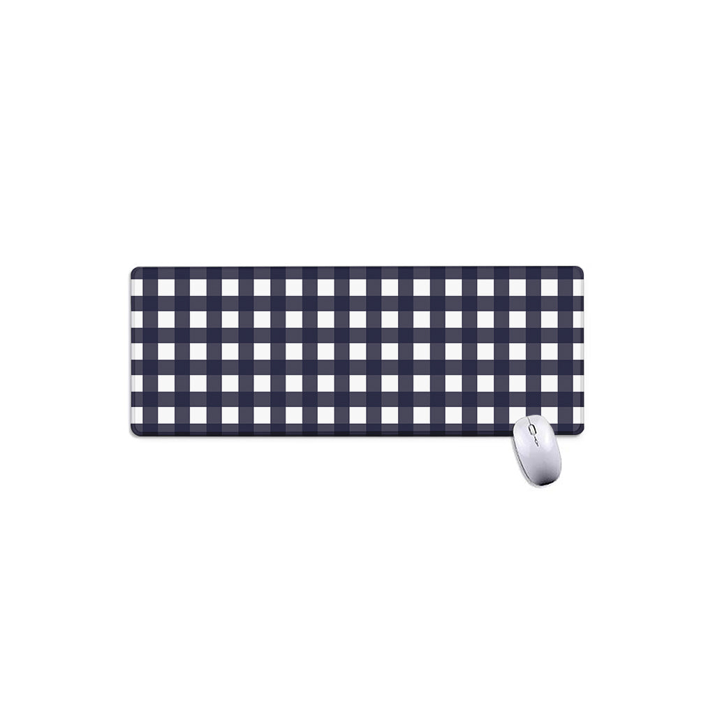 Navy And White Check Pattern Print Extended Mouse Pad