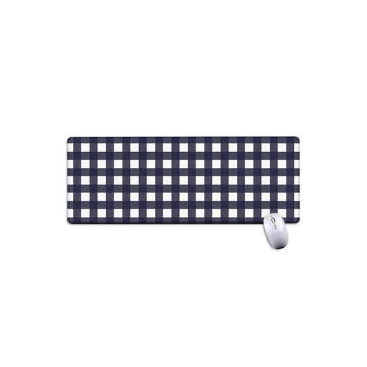 Navy And White Check Pattern Print Extended Mouse Pad