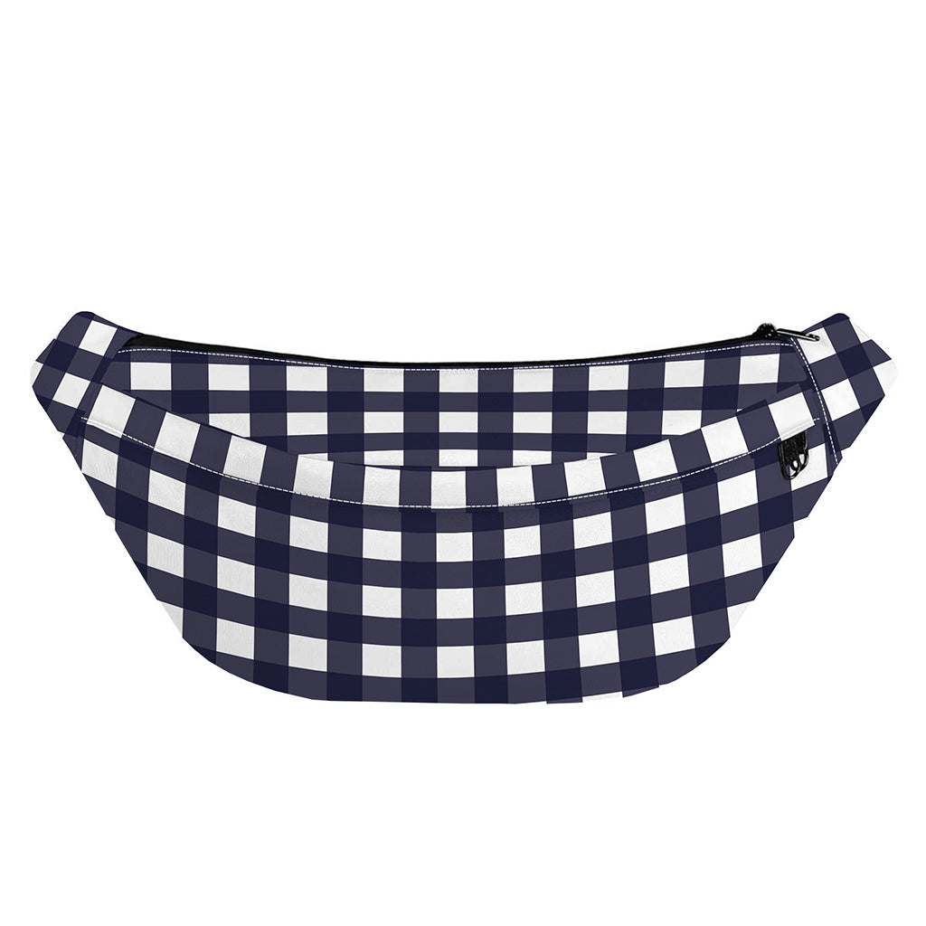 Navy And White Check Pattern Print Fanny Pack