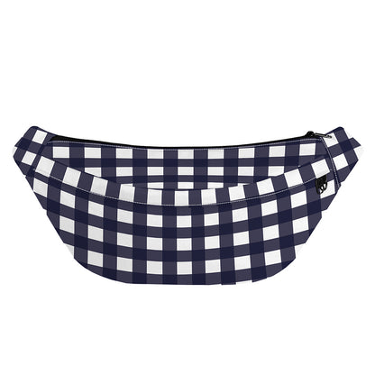 Navy And White Check Pattern Print Fanny Pack