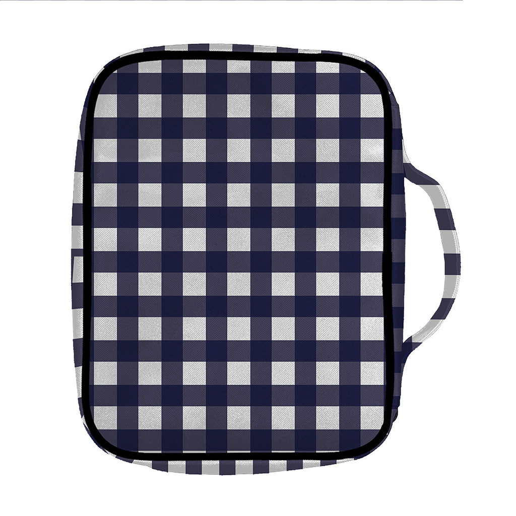 Navy And White Check Pattern Print Front Pocket Bible Bag