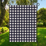 Navy And White Check Pattern Print Garden Flag