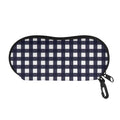 Navy And White Check Pattern Print Glasses Case