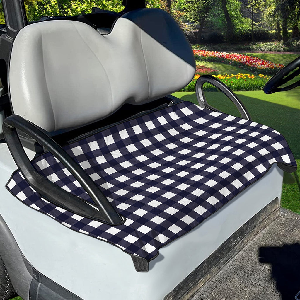 Navy And White Check Pattern Print Golf Cart Seat Cover