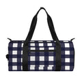Navy And White Check Pattern Print Gym Bag