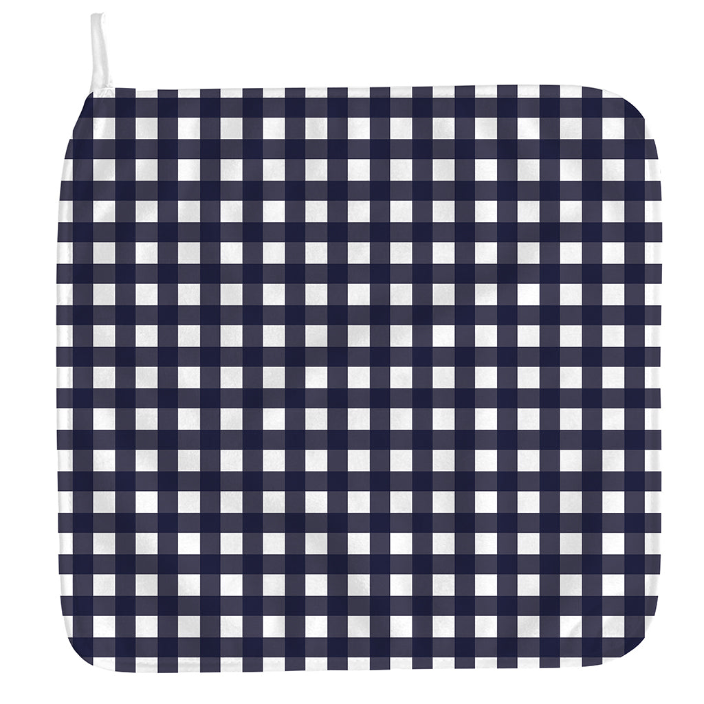 Navy And White Check Pattern Print Hand Towel