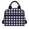 Navy And White Check Pattern Print Insulated Lunch Bag