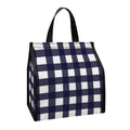 Navy And White Check Pattern Print Insulated Lunch Tote