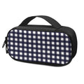 Navy And White Check Pattern Print Portable Cooler Travel Case
