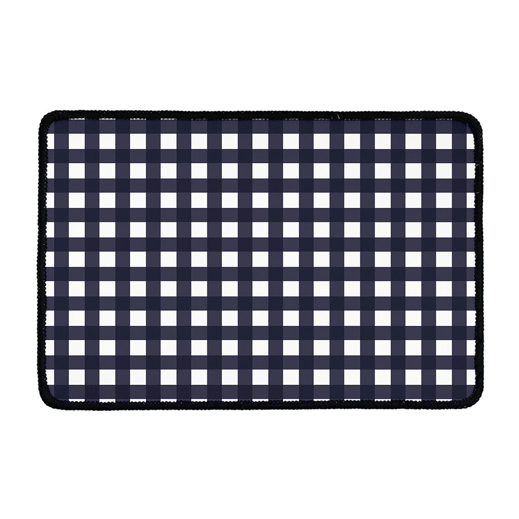 Navy And White Check Pattern Print Kitchen Mat