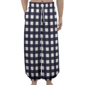 Navy And White Check Pattern Print Lantern Pants