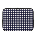 Navy And White Check Pattern Print Laptop Sleeve