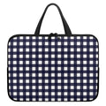 Navy And White Check Pattern Print Laptop Sleeve With Handle