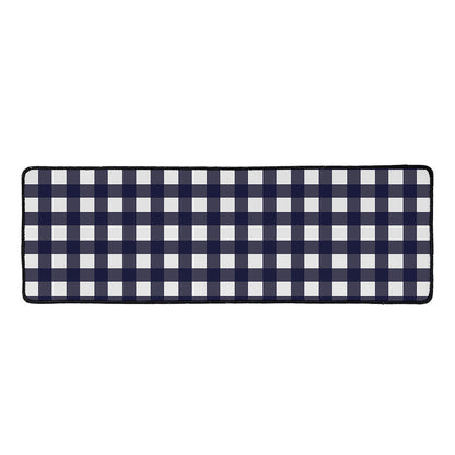 Navy And White Check Pattern Print Long Kitchen Mat