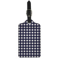 Navy And White Check Pattern Print Luggage Tag