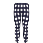 Navy And White Check Pattern Print Men's leggings