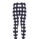 Navy And White Check Pattern Print Men's leggings