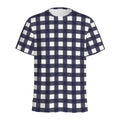 Navy And White Check Pattern Print Men's Athletic T-Shirt