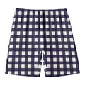 Navy And White Check Pattern Print Men's Swim Trunks