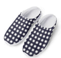 Navy And White Check Pattern Print Mesh Casual Shoes
