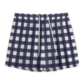 Navy And White Check Pattern Print Mesh Shorts
