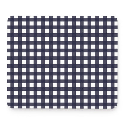 Navy And White Check Pattern Print Mouse Pad