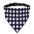 Navy And White Check Pattern Print Over The Collar Dog Bandana