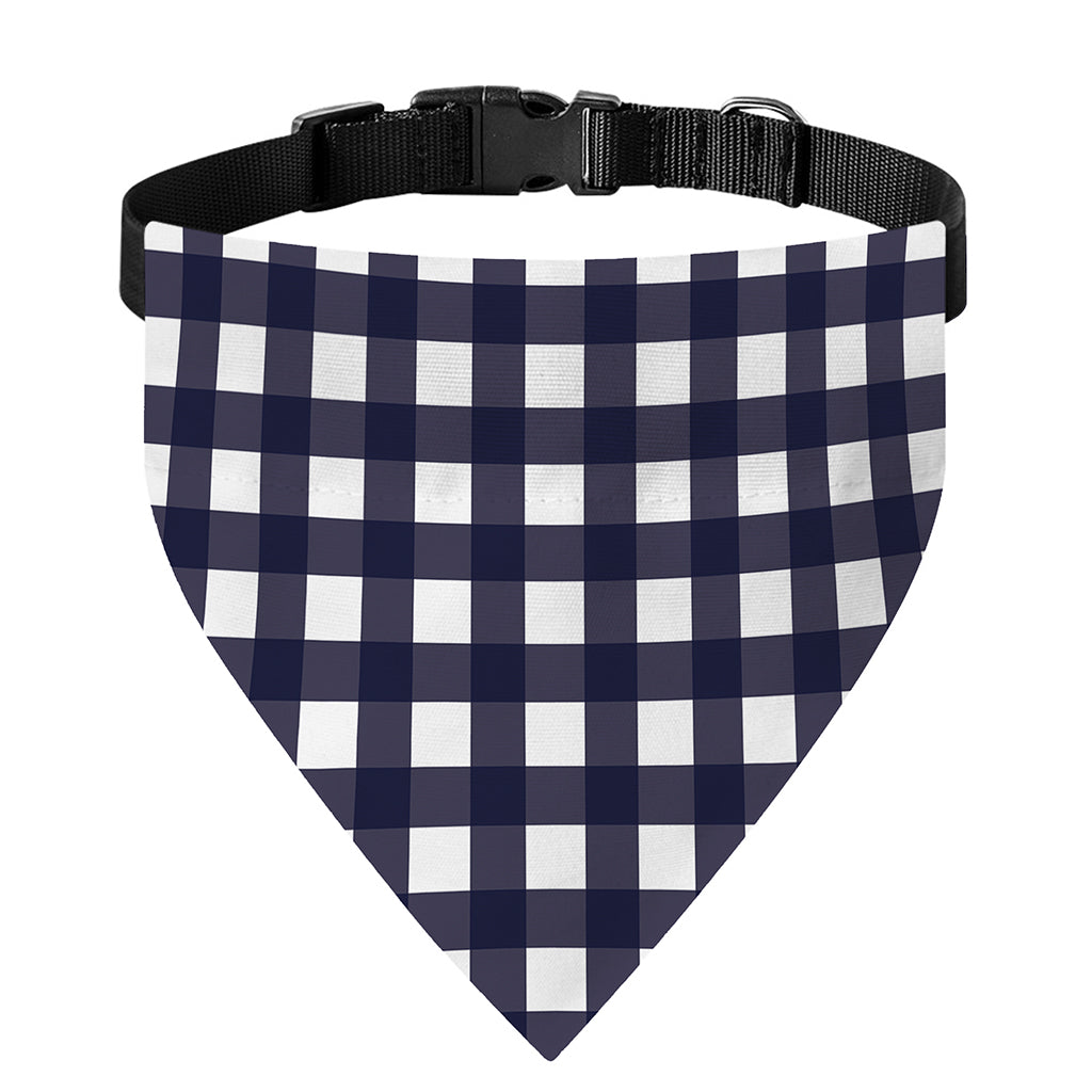 Navy And White Check Pattern Print Over The Collar Dog Bandana
